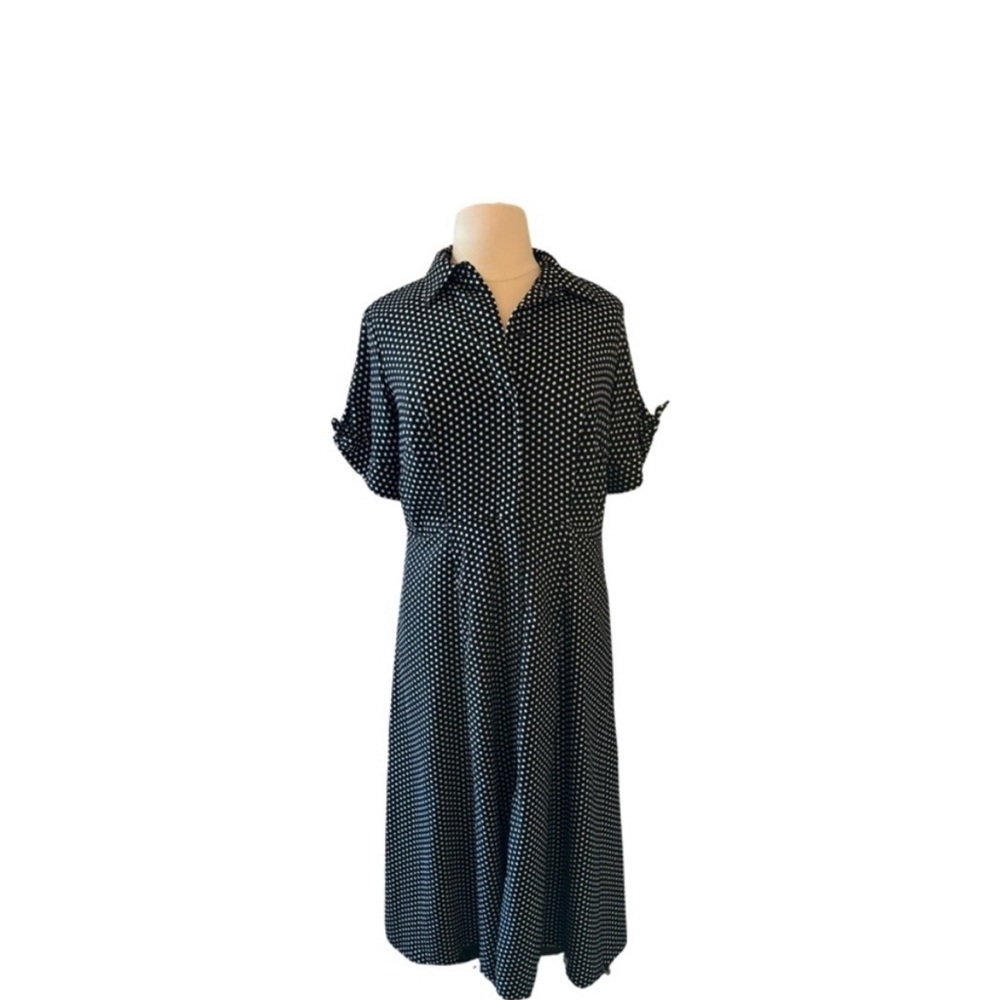 Calvin Klein 14w Black and White Polka Dress